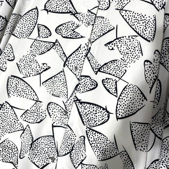 Vintage 90s Cream Black Print Modest Midi Dress M - Picture 9 of 13